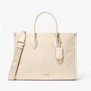 Mirella Medium Metallic Logo Jacquard Tote Bag
